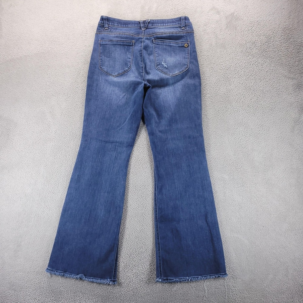 Democracy Jeans Womens 10 Blue Bootcut Mid Rise Distressed Ab Solution Stretch - Picture 2 of 9